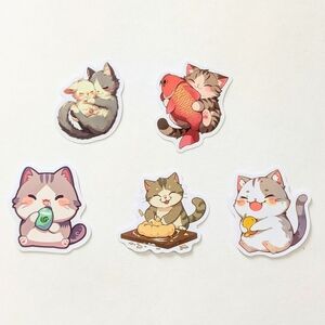 Cute Cat Stickers - Set Of 5